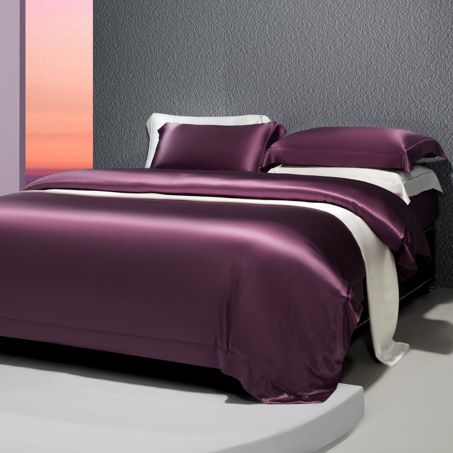 ENSEMBLE COUVERTURE ET TAIE D'OREILLER EN SOIE NATURELLE