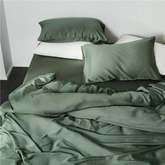 ENSEMBLE COUVERTURE ET TAIE D'OREILLER EN BAMBOU